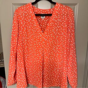 Anne Taylor Loft. Worn Once/in house/Women's Coral 🪸 Polka Dot Blouse